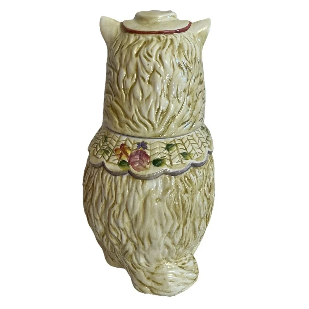 Vintage Cat Cookie Jar PUSS 'N BOOTS Ceramic Hand Painted BLOCK Classics Grandma